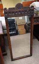 LATE 19TH CENTURY CARVED OAK FRAMED RECTANGULAR MIRROR,