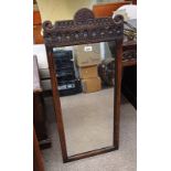 LATE 19TH CENTURY CARVED OAK FRAMED RECTANGULAR MIRROR,