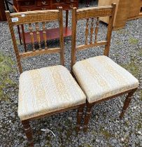 PAIR OF 19TH CENTURY HAND CHAIRS ON TURNED SUPPORTS