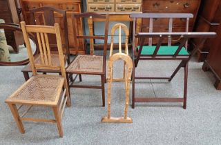 3 HAND CHAIRS WITH BERGERE SEATS,