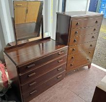 LEBUS OAK 6 DRAWER CHEST & MAHOGANY DRESSING CHEST WITH MIRROR & 4 DRAWERS Condition
