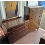 LEBUS OAK 6 DRAWER CHEST & MAHOGANY DRESSING CHEST WITH MIRROR & 4 DRAWERS Condition