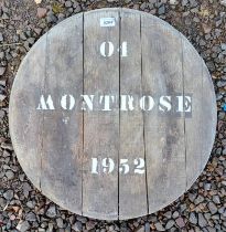 OAK WHISKY BARREL LID MARKED ,