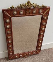 LATE 20TH CENTURY KINGWOOD FRAMED MIRROR WITH PORCELAIN PANELS & GILT METAL MOUNTS,