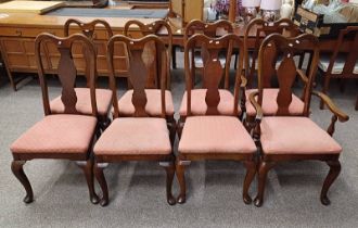 SET OF 8 MATCHING QUEEN ANNE STYLE CHAIRS INCLUDING 2 CARVER ARMCHAIRS