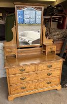 19TH CENTURY DRESSING CHEST WITH MIRROR & 2 FRIEZE DRAWERS OVER BASE WITH 2 SHORT & 2 LONG DRAWERS.