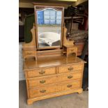 19TH CENTURY DRESSING CHEST WITH MIRROR & 2 FRIEZE DRAWERS OVER BASE WITH 2 SHORT & 2 LONG DRAWERS.