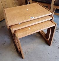 NEST OF 3 TEAK TABLES STAMPED MADE IN DENMARK TO BASE