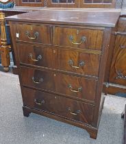 MAHOGANY CHEST OF 2 SHORT OVER 3 LONG DRAWERS ON BRACKET SUPPORTS,