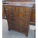 MAHOGANY CHEST OF 2 SHORT OVER 3 LONG DRAWERS ON BRACKET SUPPORTS,