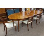 LATE 19TH CENTURY MAHOGANY DINING TABLE WITH 2 LEAF INSERTS ON SQUARE TAPERED SUPPORTS WITH BOXWOOD