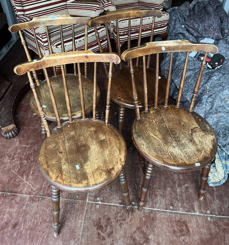 SET OF 4 MAHOGANY SPINDLE BACK KITCHEN CHAIRS