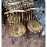 SET OF 4 MAHOGANY SPINDLE BACK KITCHEN CHAIRS