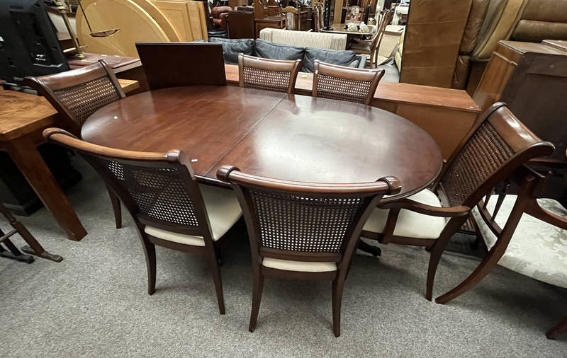 SET OF 6 MAHOGANY DINING CHAIRS INCLUDING 2 ARMCHAIRS WITH BERGERE PANEL BACK AND MATCHING TWIN