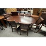 SET OF 6 MAHOGANY DINING CHAIRS INCLUDING 2 ARMCHAIRS WITH BERGERE PANEL BACK AND MATCHING TWIN