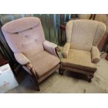 WINGBACK RECLINING ARMCHAIR & 1 OTHER ARMCHAIR