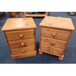 PINE 3 DRAWERS BEDSIDE CHEST ON PLINTH BASE,