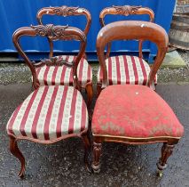 SET OF 3 19TH CENTURY ROSEWOOD HAND CHAIRS WITH DECORATIVE CARVED BALLOON BACKS & ONE OTHER