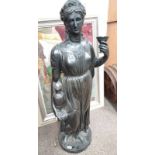 CLASSICAL STYLE FIGURE OF LADY WITH URN ON CIRCULAR BASE,
