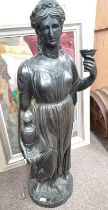 CLASSICAL STYLE FIGURE OF LADY WITH URN ON CIRCULAR BASE,