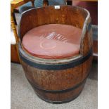 OAK WHISKEY BARREL CHAIR WITH IRON BANDING,