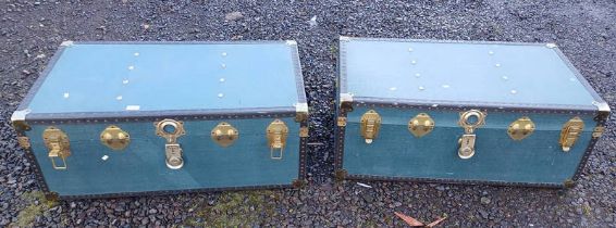 2 STORAGE TRUNKS WITH METAL FIXTURES