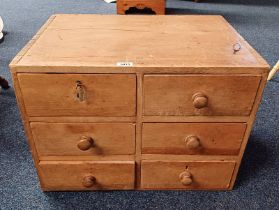 PINE 6 DRAWER TABLE TOP CHEST,