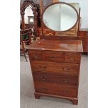 20TH CENTURY MAHOGANY DRESSING CHEST WITH MIRROR & 3 SHORT OVER 3 LONG DRAWERS ON BRACKET SUPPORTS.