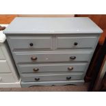 PAINTED PINE CHEST OF 2 SHORT OVER 3 LONG DRAWERS,