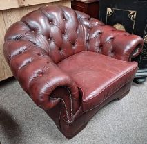 OX BLOOD RED BUTTONED LEATHER ARMCHAIR