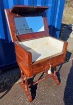 19TH CENTURY MAHOGANY WASH STAND WITH LIFT UP TOP OPENING TO MARBLE FITTED INTERIOR OVER SINGLE