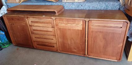 21ST CENTURY TEAK SIDEBOARD WITH 4 DRAWERS & 3 PANEL DOORS,