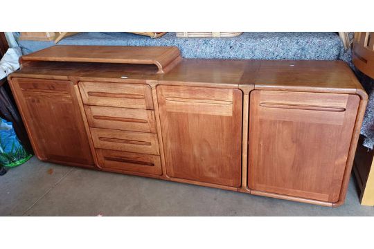 21ST CENTURY TEAK SIDEBOARD WITH 4 DRAWERS & 3 PANEL DOORS,