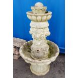 WATER FOUNTAIN BODY WITH LION MASK DECORATION - APPROX 106 CM TALL Condition Report: