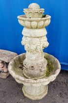 WATER FOUNTAIN BODY WITH LION MASK DECORATION - APPROX 106 CM TALL Condition Report: