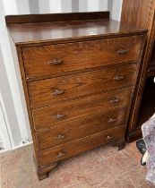 20TH CENTURY OAK CHEST OF 5 DRAWERS,