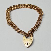 15CT GOLD CURBLINK BRACELET - 16.