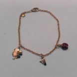 9CT GOLD DODO CHARM BRACELET - 18CM LONG, 5.