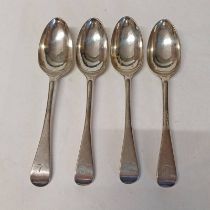 SET OF 4 GEORGE III SCOTTISH SILVER TABLE SPOONS BY WILLIAM DEMPSTER,
