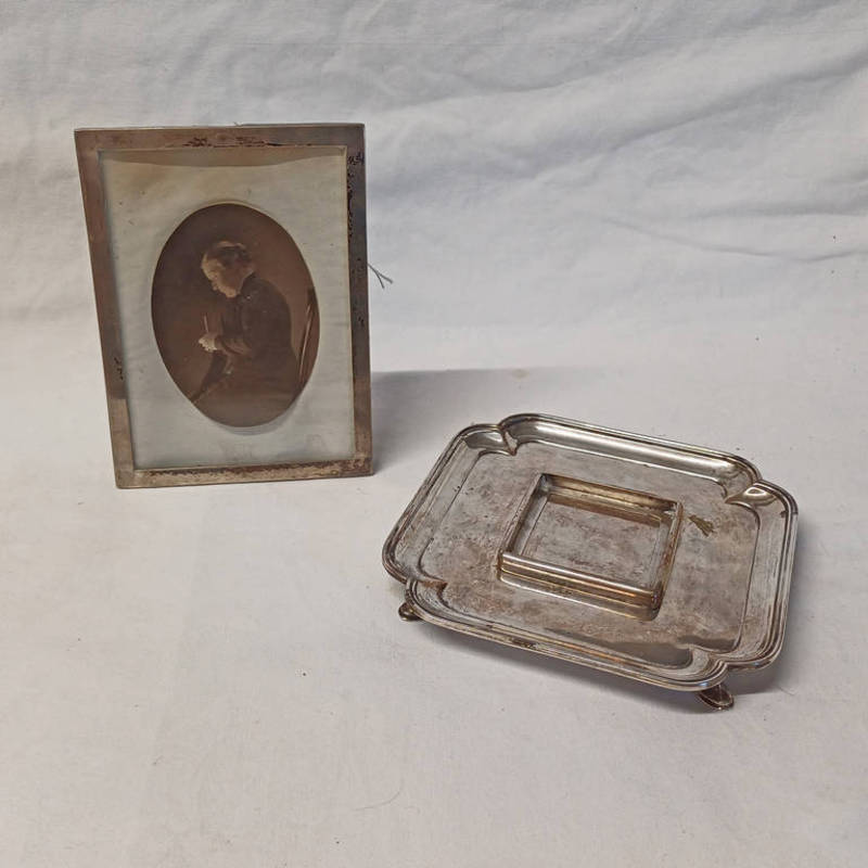 SILVER INKWELL STAND BY HAMILTON & INCHES,