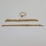 9CT GOLD CHAIN, 9CT GOLD BRACELET & 9CT GOLD RING - 4.