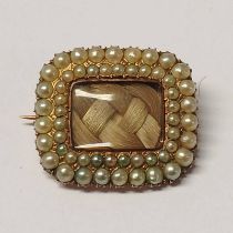 GEORGIAN GOLD & SEED PEARL MEMORIAM BROOCH - 2.