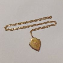 HEART SHAPED LOCKET MARKED 14K ON 9CT GOLD CHAIN,