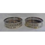 PAIR OF GEORGE III SILVER WINE COASTERS WITH PIERCED OVAL BORDERS - LONDON 1791