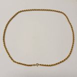 9CT GOLD ROPETWIST CHAIN NECKLACE - 58CM LONG, 7.