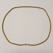 9CT GOLD ROPETWIST CHAIN NECKLACE - 58CM LONG, 7.