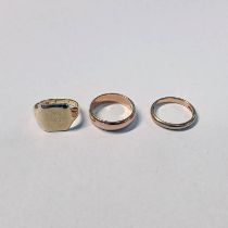 BROAD 9CT GOLD WEDDING BAND - RING SIZE O, WEIGHT 5.