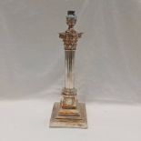 SILVER PLATED CORINTHIAN COLUMN TABLE LAMP - 42.