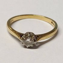 18CT GOLD DIAMOND SINGLE STONE, THE BRILLIANT CUT DIAMOND APPROX 0.