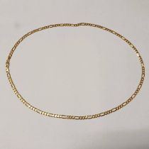 9CT GOLD CHAIN. TOTAL LENGTH 60 CMS.